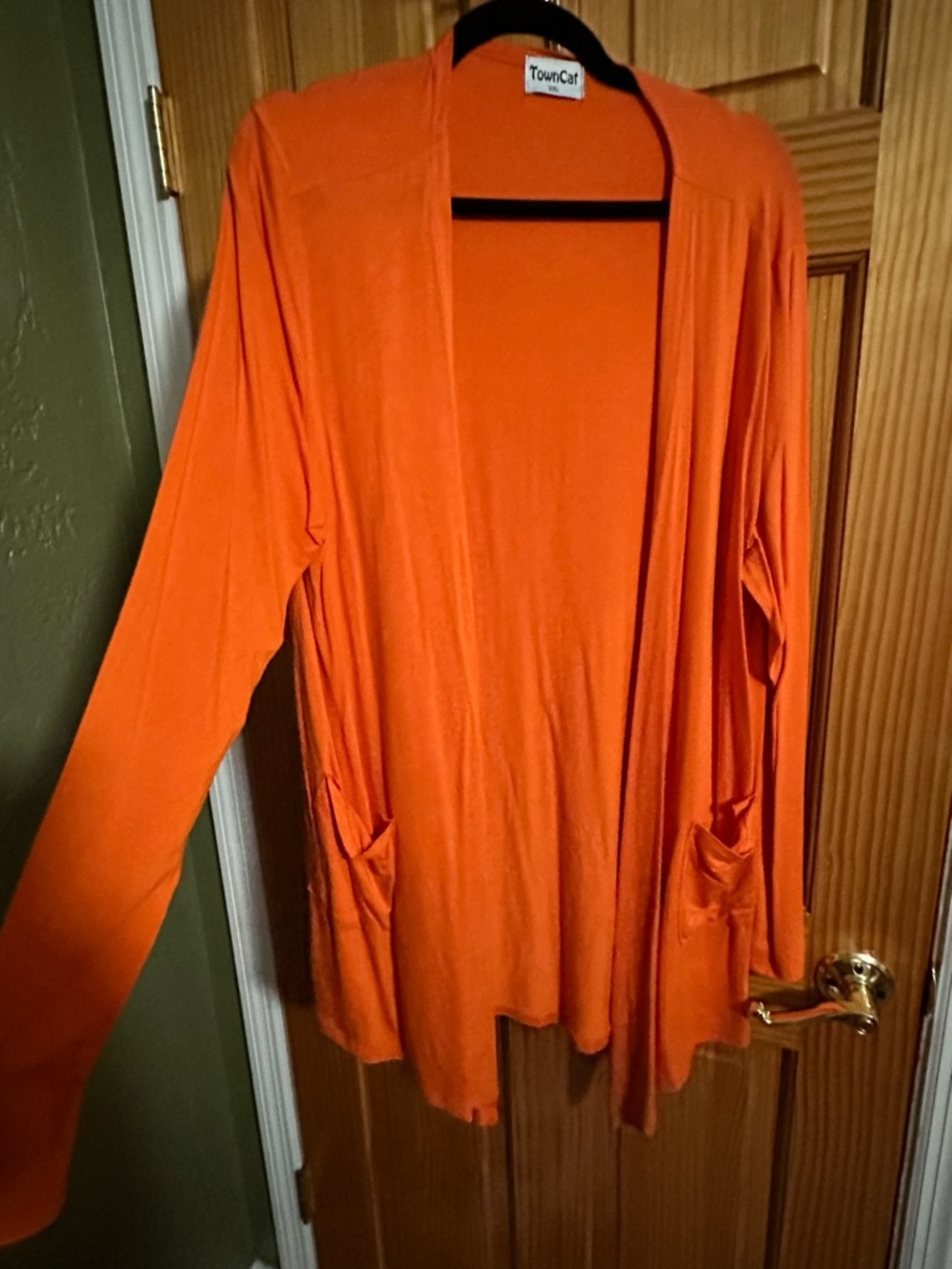 Towncat Orange Open-Front Lightweight Cardigan